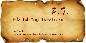 Páhány Tarziciusz névjegykártya